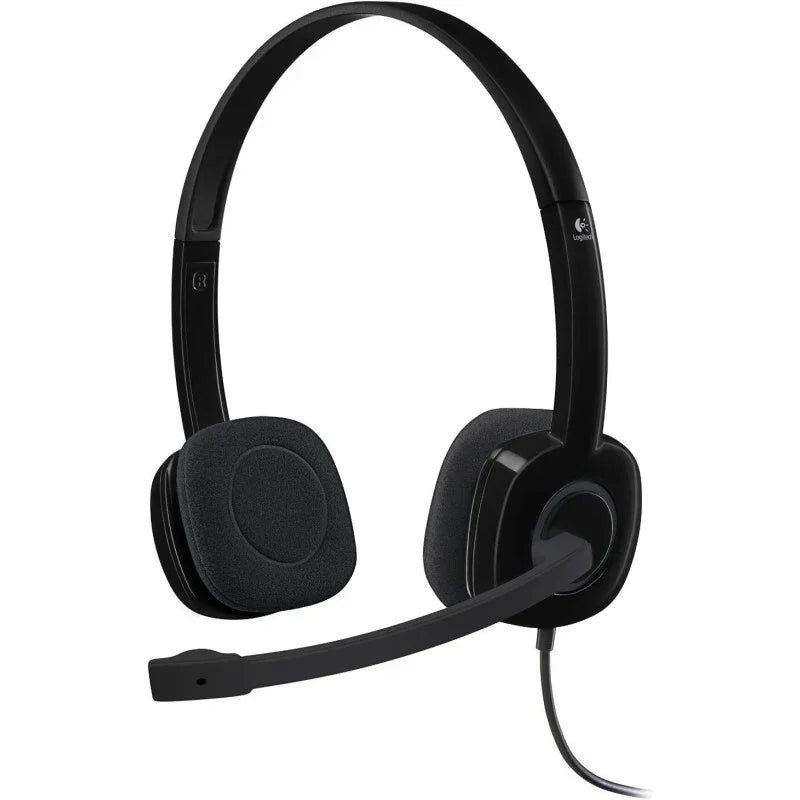 Logitech 3.5 Mm Analog Stereo Headset H151 With Boom Microphone (981-000587) Plus Bonus USB Extenders - eBuy UAE